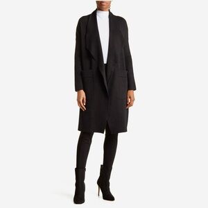 By Design-Black Open Front Cardigan Sweater Wing Collar Women’s Size Medium